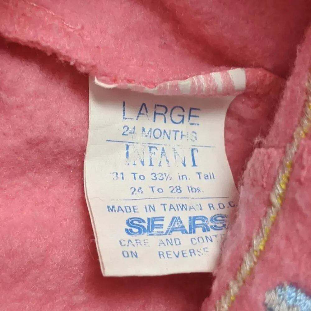 Vintage Sears Romper Baby Girls Size 6m Pink Duck Applique Jumpsuit